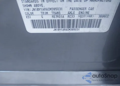 2012 Infiniti M37 Base (A7) from USA, damaged, VIN JN1BY1AR4CM395031